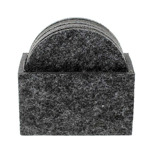 Felt Coasters Dark Grey Round 4-Pack Heat Insulating Mat 1