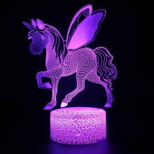Nočné svetlo Unicorn3D s USB, 7 farieb + dotyk + diaľkové ovládanie, praskajúci podstavec, kompatibilné s USB napájaním (YZ-59)