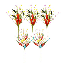 5 stuks kunstmatige paaseieren met bloemen, bessen, wortels en takjes – lentedecoratie voor vazen, geschikt voor paasarrangementen