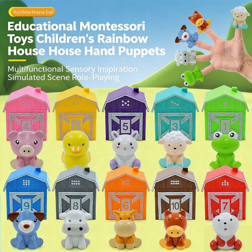 Montessori bondgårdstågset med djurfingerdockor och 2