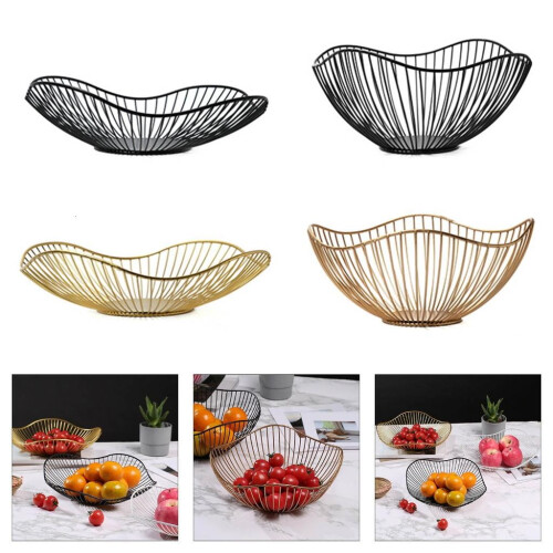 Obstkorb aus Metall mit durchbrochenem Design – Schwarz oder Gold 1