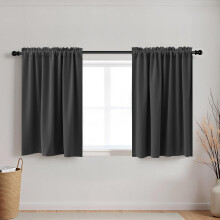 Small Blackout Mini Curtains for Bathroom & Kitchen, 36x24 Inch, Dark Grey, Compatible with Standard Rods