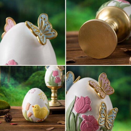 Set decorațiuni ouă de Paște roz, rășină mare, 13,5 cm 2