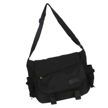 Bolso de hombro informal de color liso para hombre y mujer de YIEMEEN, ideal para la escuela y viajes. Bolso bandolera de nailon con hebilla y gran