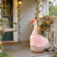 Porch Goose Outfit Rosa Hochzeitskleid und Hut Set 23 Zoll