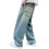 Τζιν φαρδύ για αγόρια, φαρδύ παντελόνι cargo denim με λάστιχο στη μέση, γαλάζιο, 6-7 ετών, 5