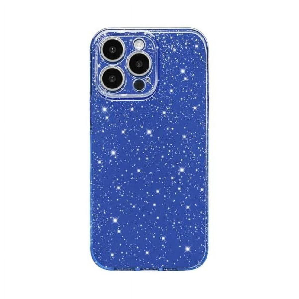 Glitter Iphone 15 Pro Case Â Sparkly, Shiny, Bling Thin Tpu Bumper, Shockproof, Soft Fit For 6.1", Dark Blue 9329345160295