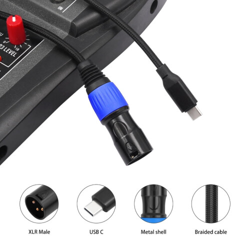 Καλώδιο μετατροπέα στερεοφωνικού ήχου USB τύπου C αρσενικό σε 3 ακίδων XLR αρσενικό 1