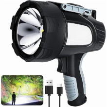 Wiederaufladbare ZC-Scheinwerfer-Taschenlampe, 1 Mio. Lumen, 6 Leuchtmodi, faltbares Stativ, 20 Stunden Laufzeit, Handscheinwerfer für