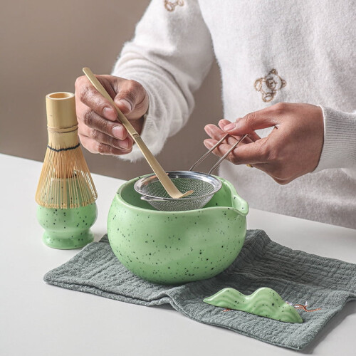 Σετ Ιαπωνικού Matcha 8 τεμαχίων: Χειροποίητο μπολ τσαγιού για υπόστρωμα, σύρμα από 1