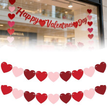 2 stuks vilten hartjes Valentijnsdag slinger banner liefdesfeest decoraties romantische huis muurdecoratie voor jubileum verloving