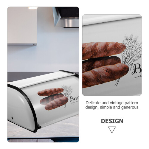 Compact White Iron Bread Bin for Kitchen Countertop with Space Saving Design 2