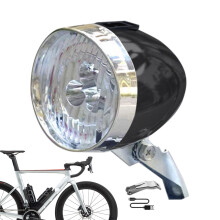 Retro Bike Headlight, USB-Charged Front Light with 3 LEDs, Compatible with Mountain & Road Bikes – Black