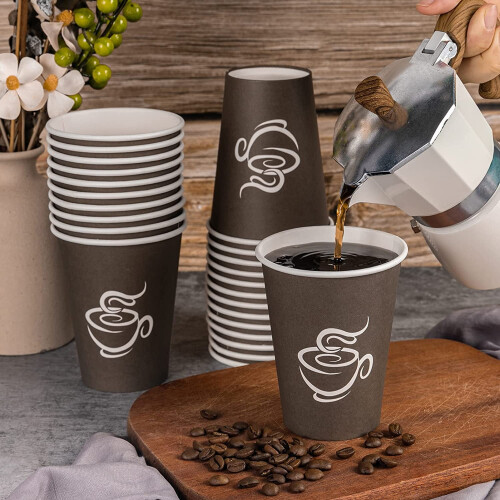 240 χάρτινα ποτήρια 12oz, καφέ φλιτζάνια ζεστού καφέ μιας χρήσης για πάρτι, πικνίκ, 2