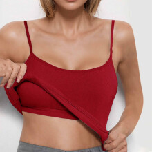 Toppar för kvinnor med inbyggd BH Casual Basic Cami Linnen Ärmlösa toppar Slim Fit Toppar Träningstoppar Rundringad Topp