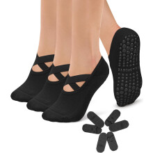 Set van 3 antislip pilates sokken in balletstijl voor dames