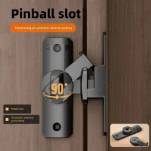 Barn Door Lock Hardware, 90/180 Flip Latch, Heavy-Duty Privacy Lock for Sliding Doors, Cabinets, Windows, Bathroom, Garden – No-Drill, Gray