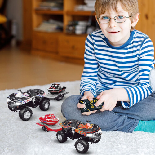 Τηλεκατευθυνόμενο Monster Truck 2.4GHz με ρυμουλκούμενο σκάφους, ανθεκτικά ελαστικά και 1