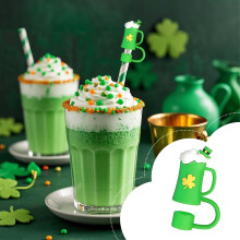 Sugrörspropp för St. Patricks dag Varaktigt skydd Design i St. Patricks stil Universell passform Miljövänligt val Utmärkt presentidé för