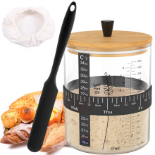 Kit de bocal à levain à large ouverture de 1,4 L (50 oz) avec couvercle, bande de fermeture, indicateur de date, guide de température et housse en