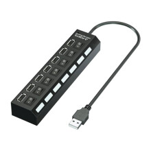 Concentrador USB 2.0 de 7 puertos con protección contra sobrecorriente