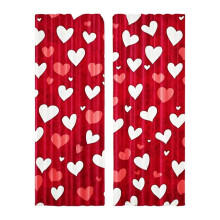 Red Rose Polyester Curtains – Semi-Sheer, 2 Panels