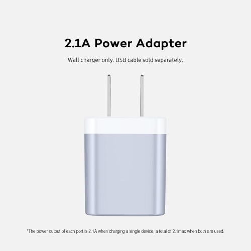 Φορτιστής τοίχου USB 2 τεμαχίων, κύβος γρήγορης σύνδεσης διπλής θύρας 2.1A για 1