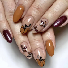 Uñas postizas de Acción de Gracias con forma de almendra (24 unidades)