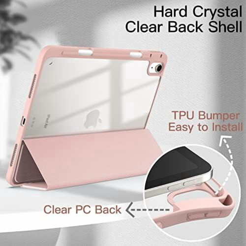 Λεπτή διάφανη θήκη iPad Air με βάση για μολύβι, αυτόματη αφύπνιση/ύπνο, 2