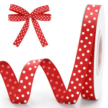 Cinta de grosgrain blanca con lunares, 3/8" x 100 yardas