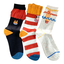 3 Pairs Whimsical Middle Calf Socks Colorful Pattern Soft Cotton Socks Set For Active Boys And Girls
