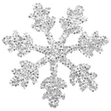 Schneeflocken-Aufnäher zum Aufbügeln, silberne Strasssteine, 10 cm
