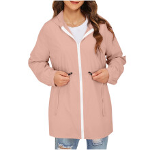 Giacca da donna impermeabile con cappuccio a tinta unita, con cintura, leggera, casual, ampia, antivento, giacca in pelle con cappuccio a maniche