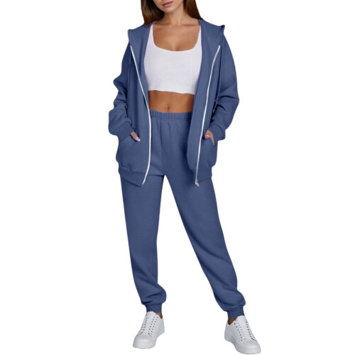 Conjunto de moletom feminino com capuz e calça jogger (2 peças)