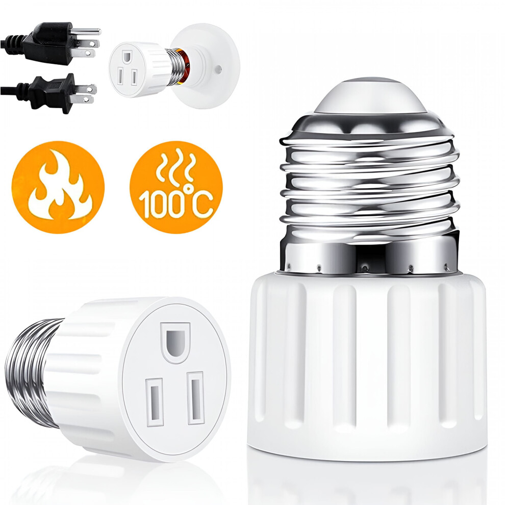 Socket To Plug Adapter 3 Prong E26/ E27 Bulb Outlet Adapter Screw In Light 9422877842322