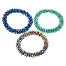 Brățări de păr cu strasuri și cristale, set de 3, cu design strălucitor, suporturi pentru coadă de cal cu funcție dublă, pentru accesorii