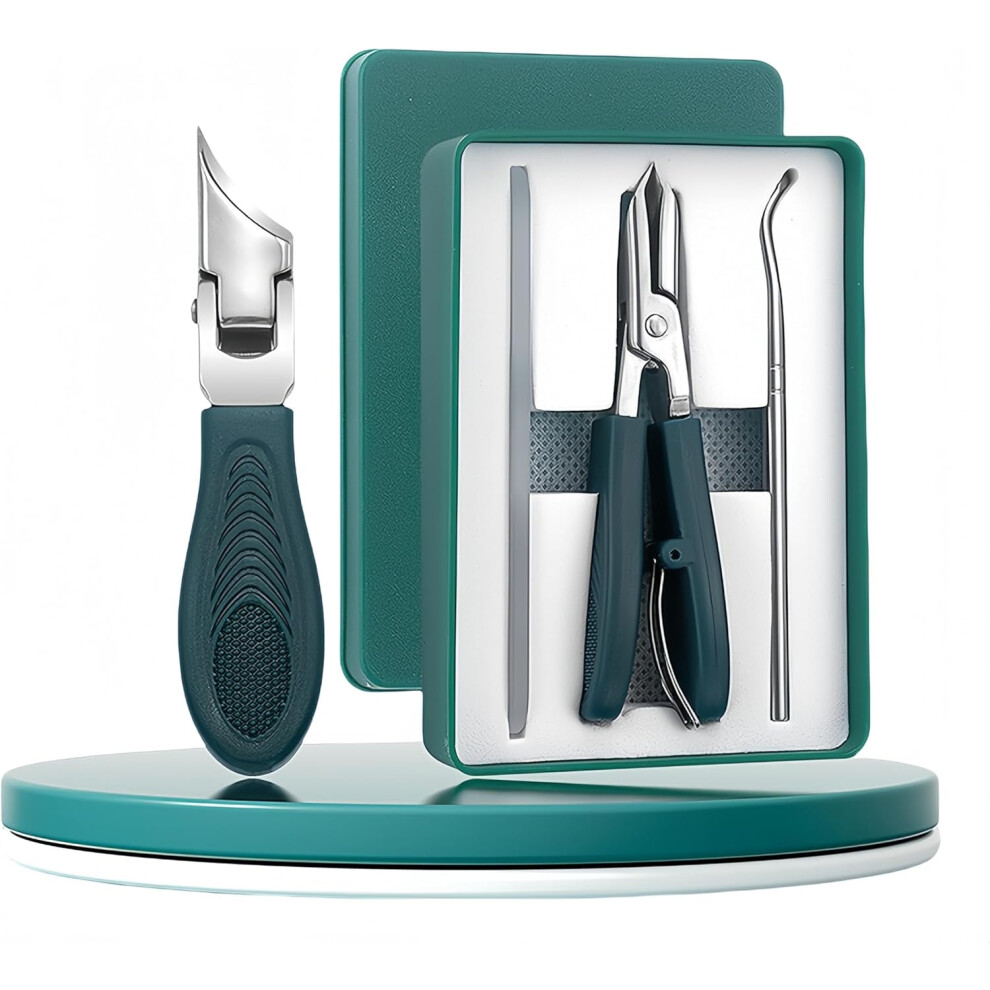 Slant Edge Nail Clipper, Eagle Beak Design for Thick/Hard Nails, Ingrown Toenail Tool, Wide Jaw Curved Clippers Set