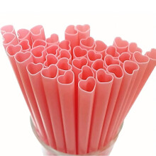 Lot de 5/20 pailles créatives rouges et roses en forme de cœur, jetables et emballées individuellement.