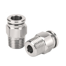 stk. PC304 rustfri stål pneumatisk lynkobling med hangevind, 1/8" 1/4" 3/8" 1/2" BSP udvendig gevind, 4 mm-16 mm slangekobling
