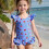 Μαγιό Tankini με φλοράλ print και βολάν για κορίτσια 3-4 ετών, μπλε, για παραλία και 2