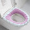 Protetor de assento sanitário de tecido macio, grosso, quente, elástico e lavável, 30 cm (12 polegadas), rosa. 4