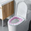 Protetor de assento sanitário de tecido macio, grosso, quente, elástico e lavável, 30 cm (12 polegadas), rosa. 5