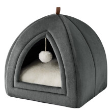 Flannel katteseng med hætte – foldbar, vaskbar