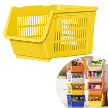 Stackable Foldable Plastic Storage Basket Bin, 9.45x7.47x13.39", for Closet, Living Room, Bathroom, Kitchen, Office