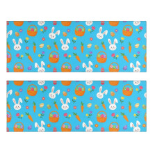 Easter and Carrots Bright Blue Pattern Kitchen Rugs Set Of 2, 17"X47" Anti-Fatigue Mat, Non-Slip Washable for Kitchen, Sink & Laundry
