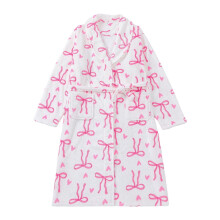 Soft Flannel Winter Robe For Cozy Warm Fleece Bathrobe With Print Pattern