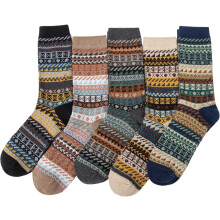 Mens Socks Wool Cotton Knit Colorful Pattern Warm Thermal Classic Dress Socks for Men
