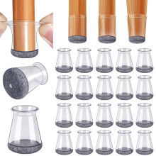 Silicone Chair Leg Protectors for Hardwood Floors, Clear, 20 Pcs, Universal (13–23mm), Compatible with All Chairs