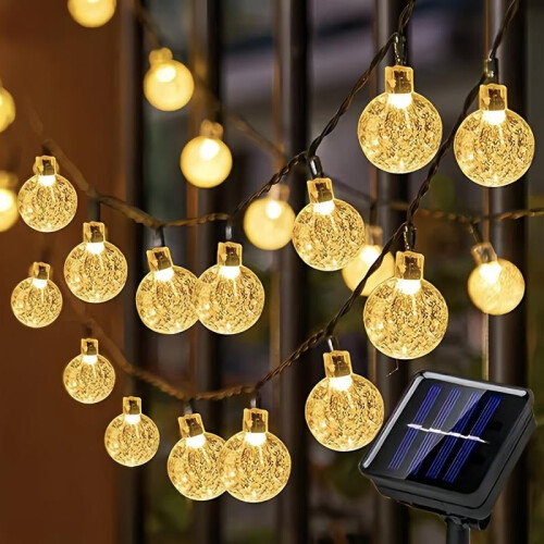100-LED-Solar-Lichterkette mit Kugelform, 8 Modi, wasserdicht