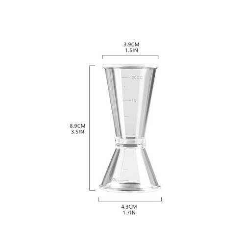 Set di 2 bicchieri dosatori per cocktail in plastica trasparente, ideali per bar, feste e cucina. 1